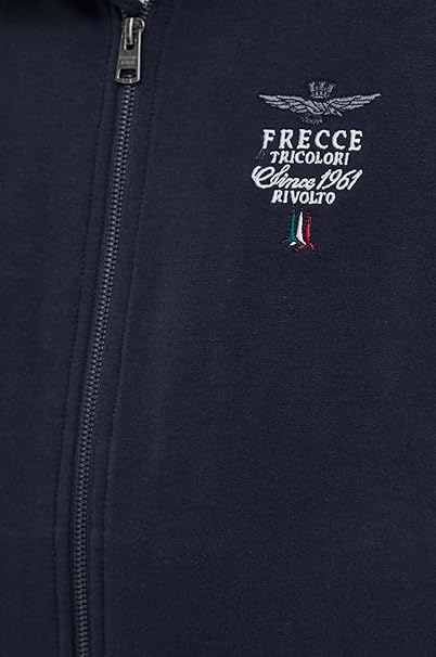 Aeronautica Militare Rundhals-Sweatshirt mit dreifarbigen Pfeilen, durchgehendem Reißverschluss und Stickerei, marineblau