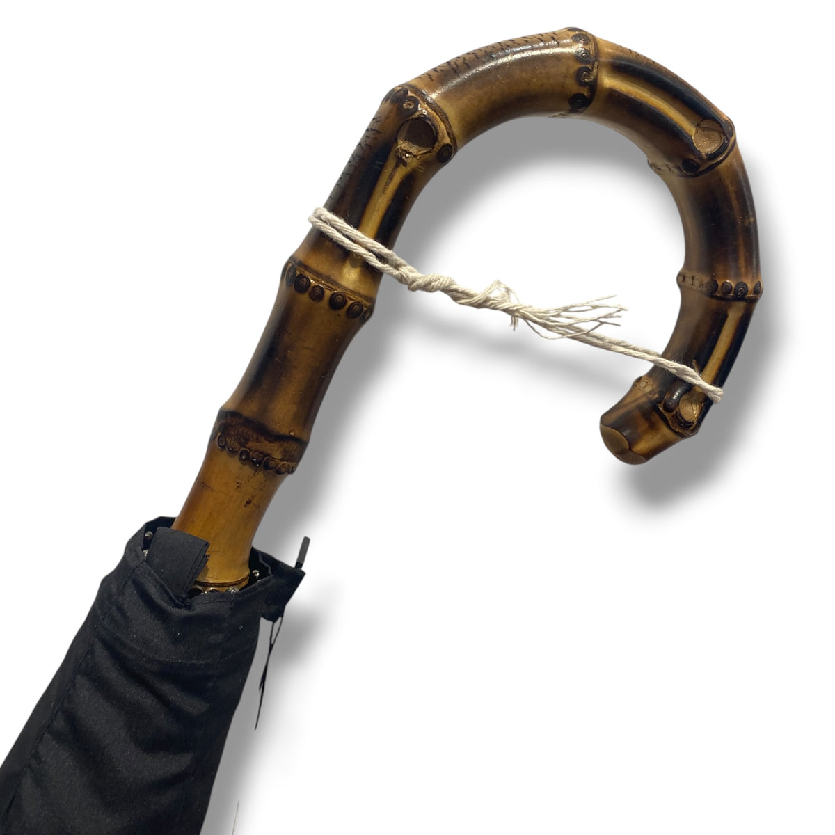 Ombrello in Canna di Bambù inero, 10 stecche in Fibra ,puntale in corno, lavorazione Artigianale Ombrelli Domizio dal 1989
