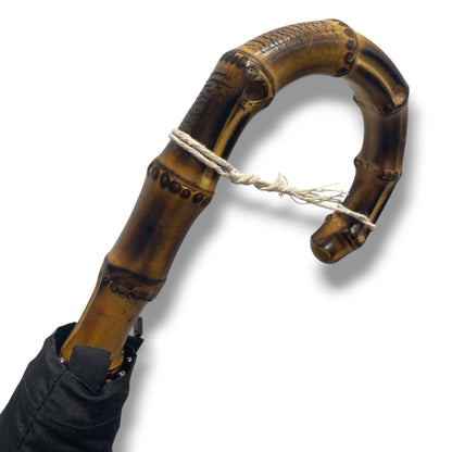 Ombrello in Canna di Bambù inero, 10 stecche in Fibra ,puntale in corno, lavorazione Artigianale Ombrelli Domizio dal 1989