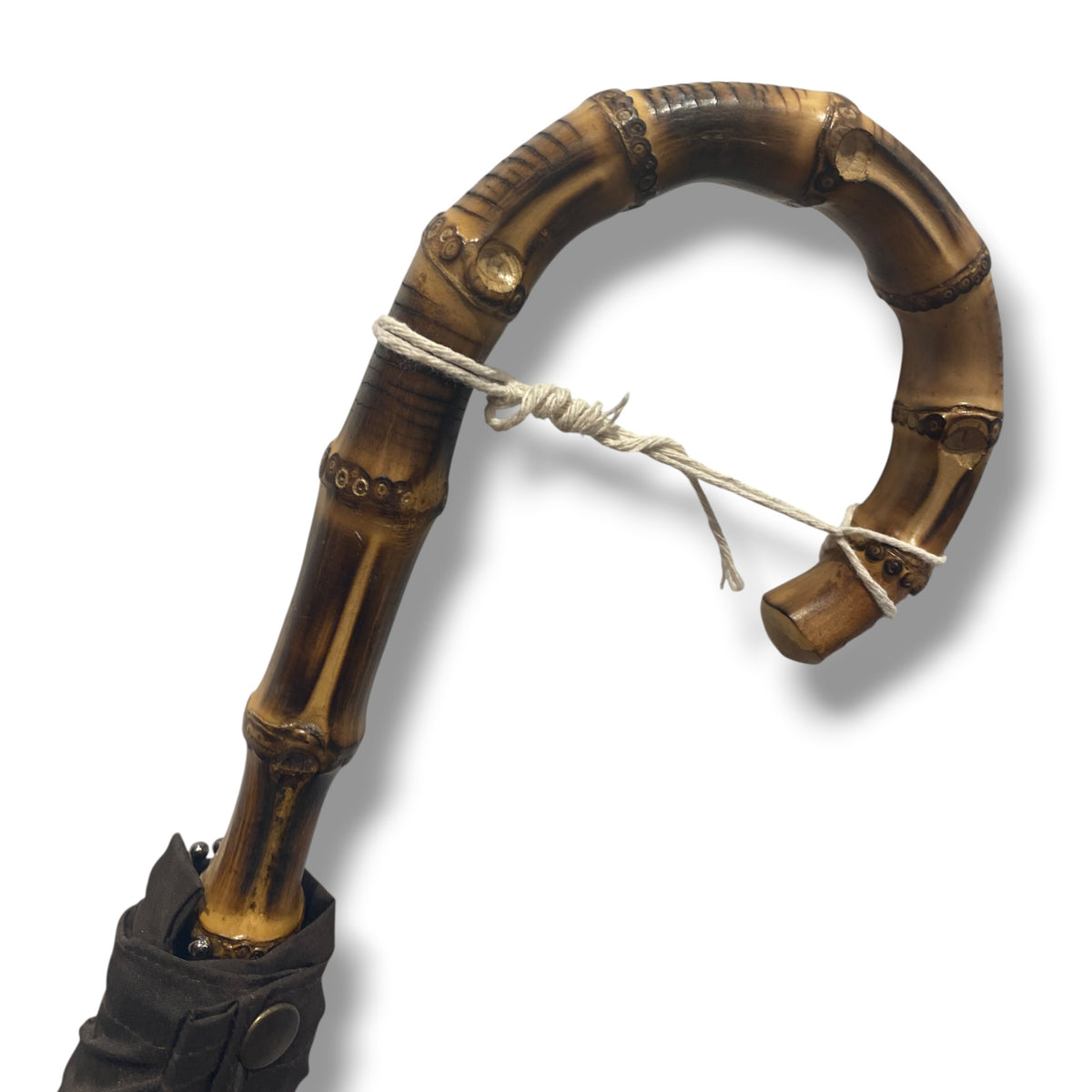 Ombrello in Canna di Bambù inero, 10 stecche in Fibra ,puntale in corno, lavorazione Artigianale Ombrelli Domizio dal 1989
