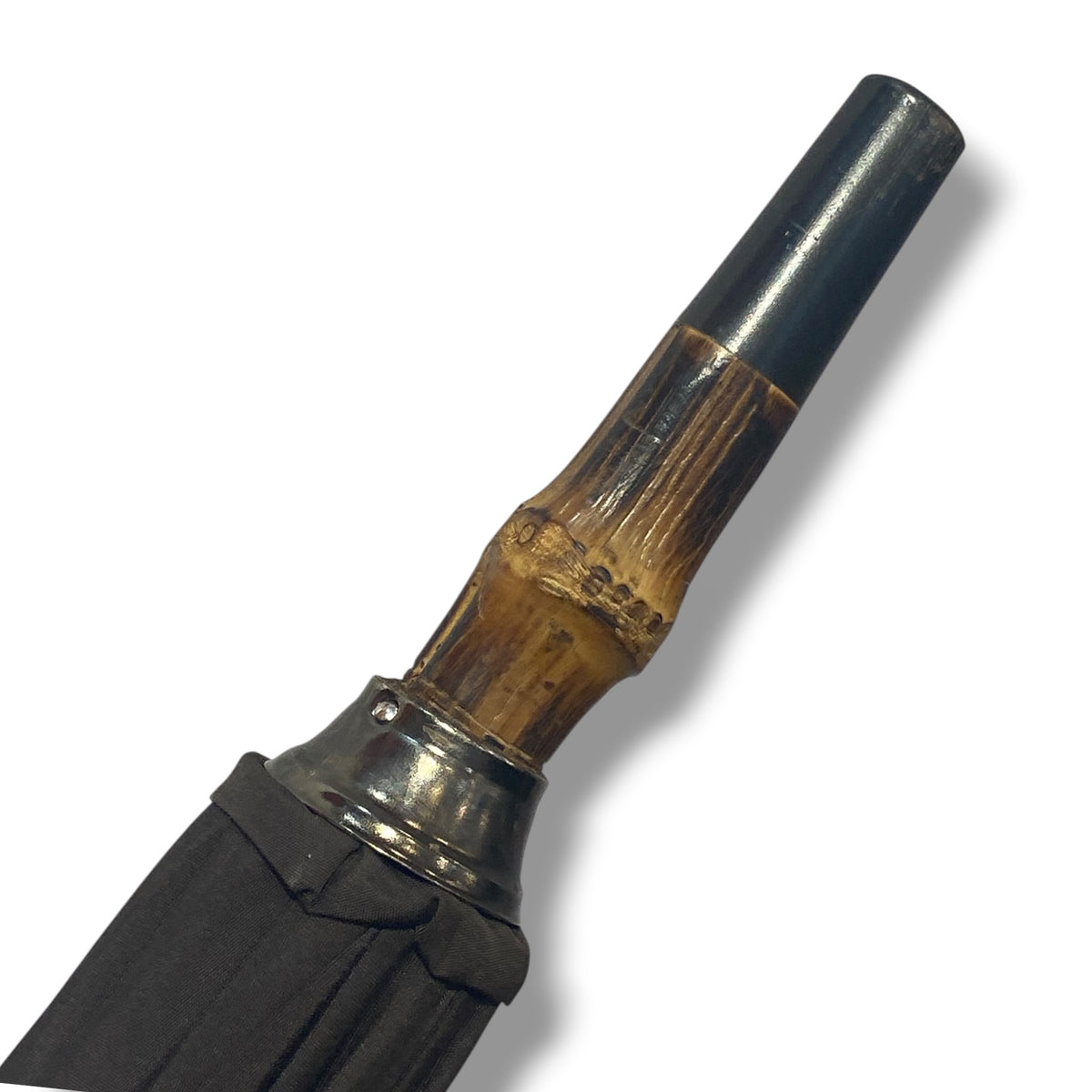 Ombrello in Canna di Bambù inero, 10 stecche in Fibra ,puntale in corno, lavorazione Artigianale Ombrelli Domizio dal 1989