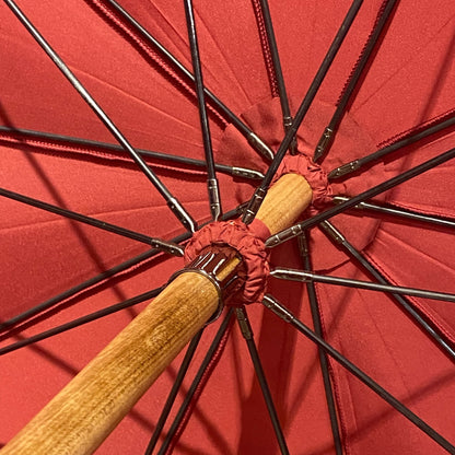 Regenschirm mit Bambusgriff auf einem Schwanenhalsstiel mit 10 Streben. Handgefertigt von Ombrelli Domizio seit 1989. Hergestellt in Italien.