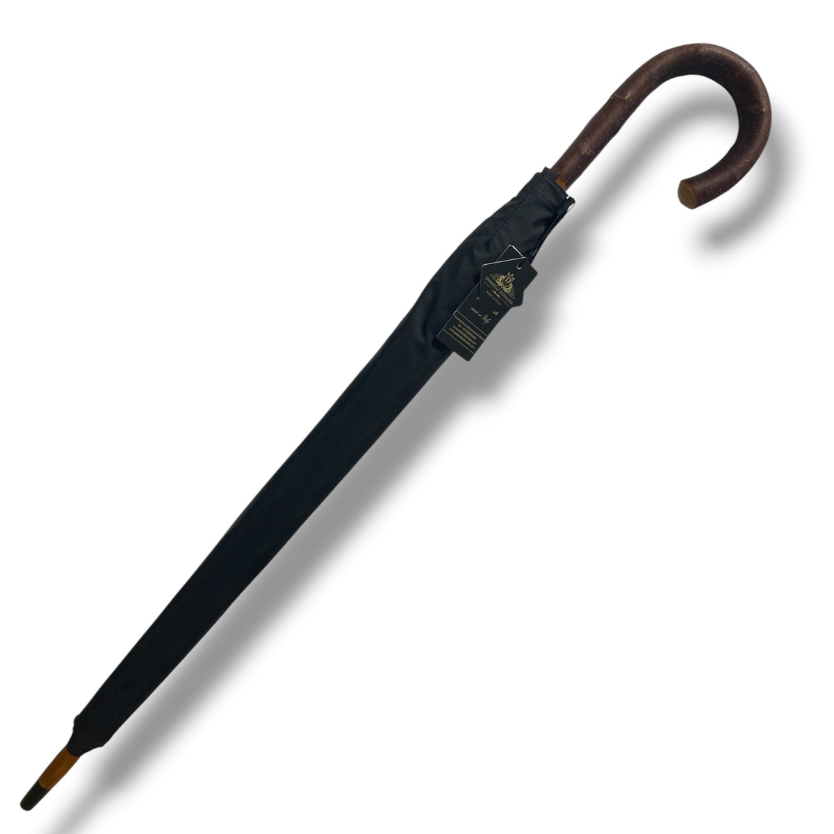 Ombrello manico in legno di Ciliegio montato a collo d’oca asta  10 Stecche lavorazione Artigianale Ombrelli Domizio dal 1989 Made in Italy