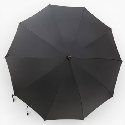 Regenschirm mit Bambusgriff auf einem Schwanenhalsstiel mit 10 Streben. Handgefertigt von Ombrelli Domizio seit 1989. Hergestellt in Italien.