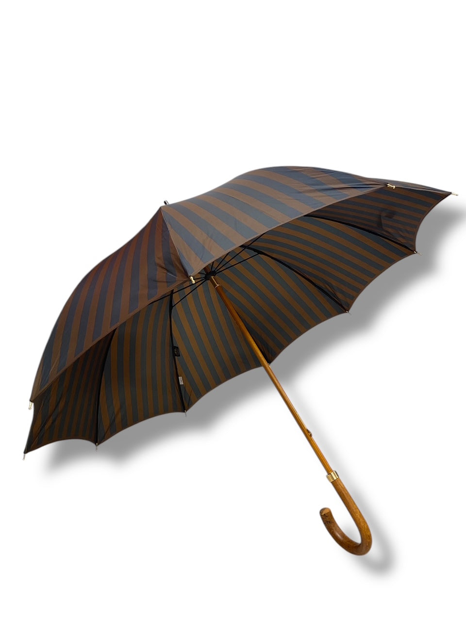 Klassischer Regenschirm mit Griff aus Malakka-Rohr, Nylongewebe, handgefertigt von Ombrelli Domizio seit 1989, Made in Italy F1