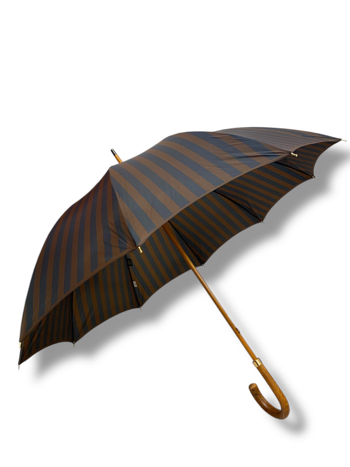 Klassischer Regenschirm mit Griff aus Malakka-Rohr, Nylongewebe, handgefertigt von Ombrelli Domizio seit 1989, Made in Italy F1