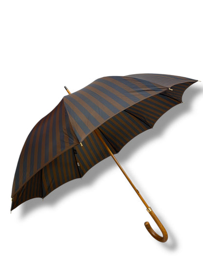 Klassischer Regenschirm mit Griff aus Malakka-Rohr, Nylongewebe, handgefertigt von Ombrelli Domizio seit 1989, Made in Italy F1