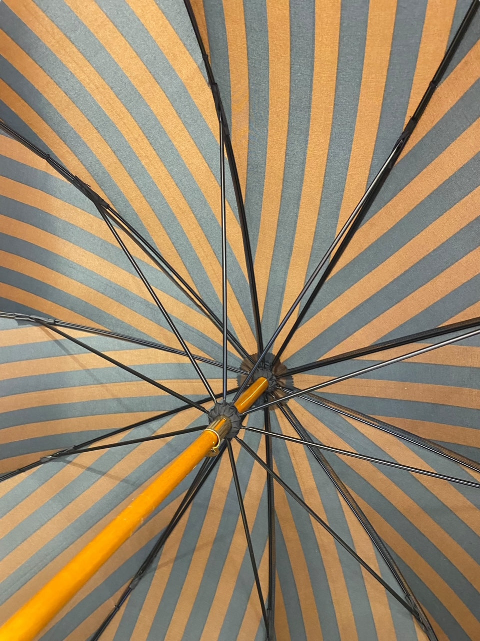 Klassischer Regenschirm mit Griff aus Malakka-Rohr, Nylongewebe, handgefertigt von Ombrelli Domizio seit 1989, Made in Italy F1