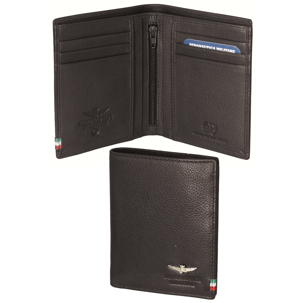 Flag vertical wallet with coin pocket in leather AM 105