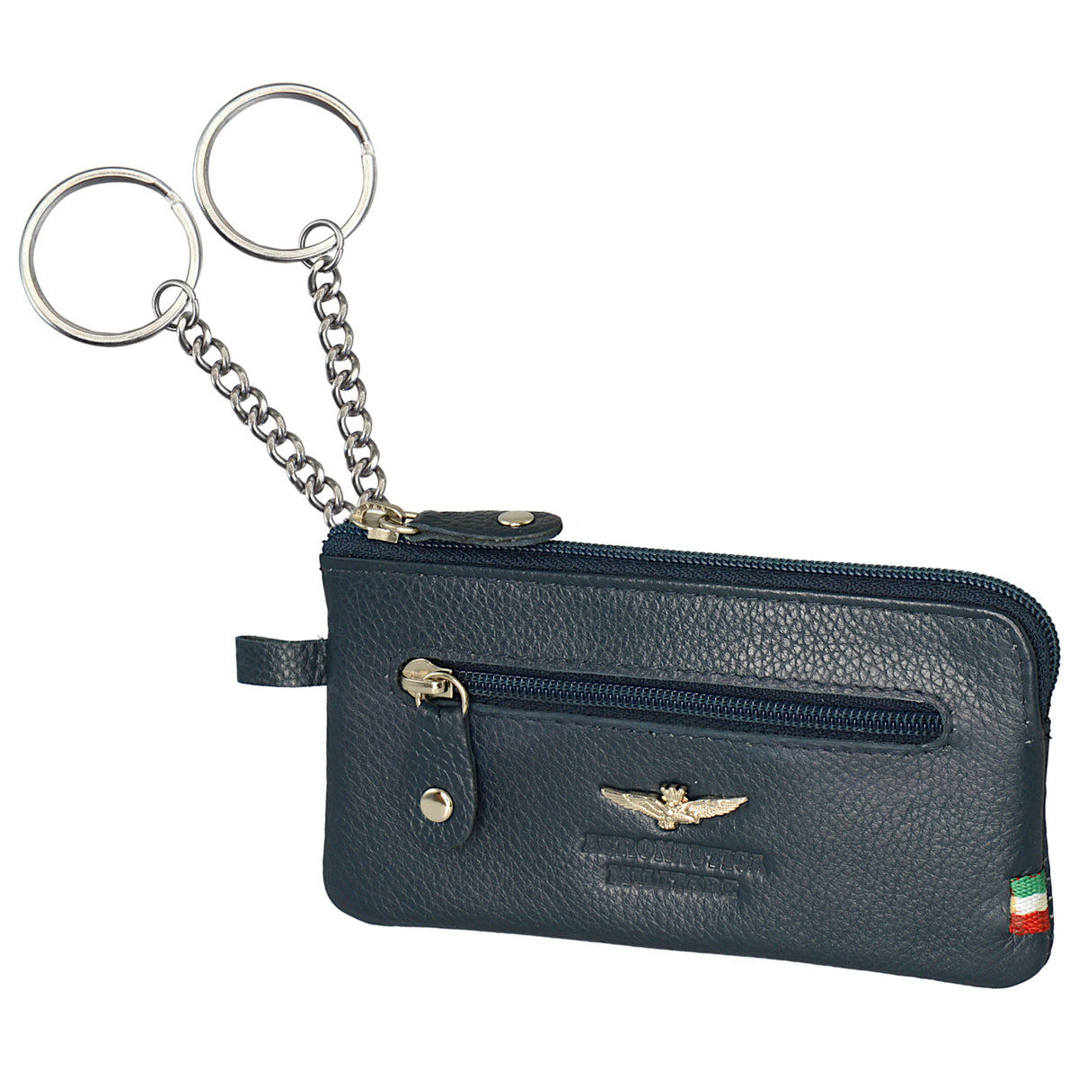 Portachiavi con anelli e porta spicci in pelle AM 107