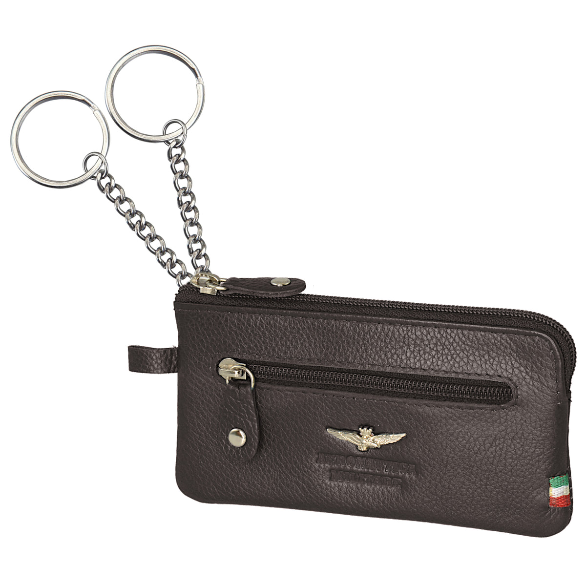Portachiavi con anelli e porta spicci in pelle AM 107