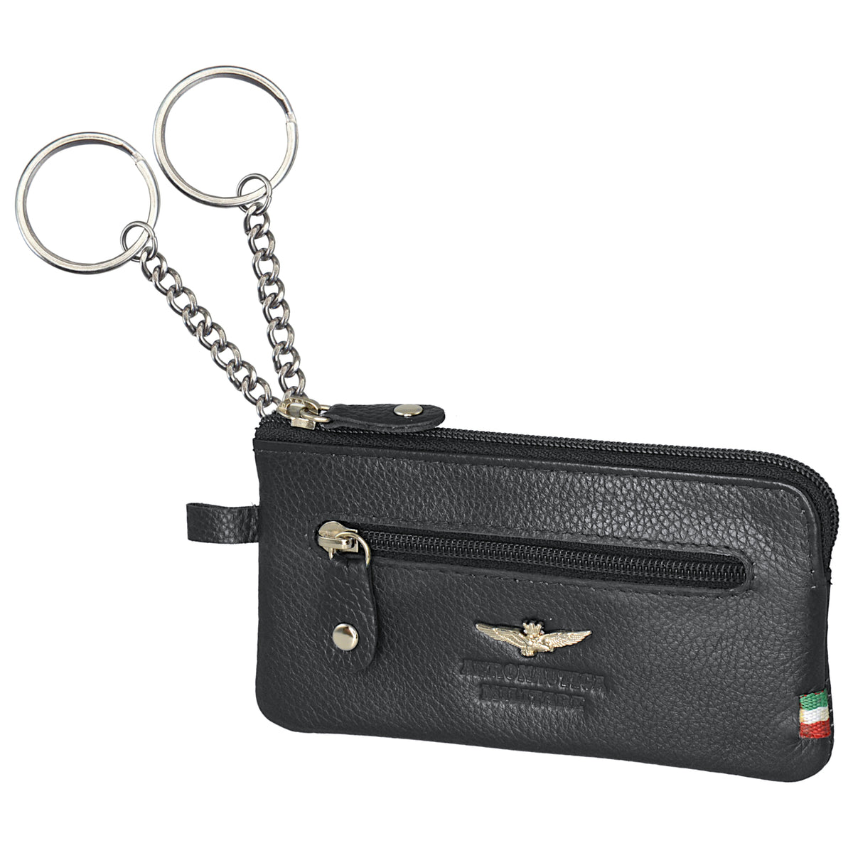 Portachiavi con anelli e porta spicci in pelle AM 107