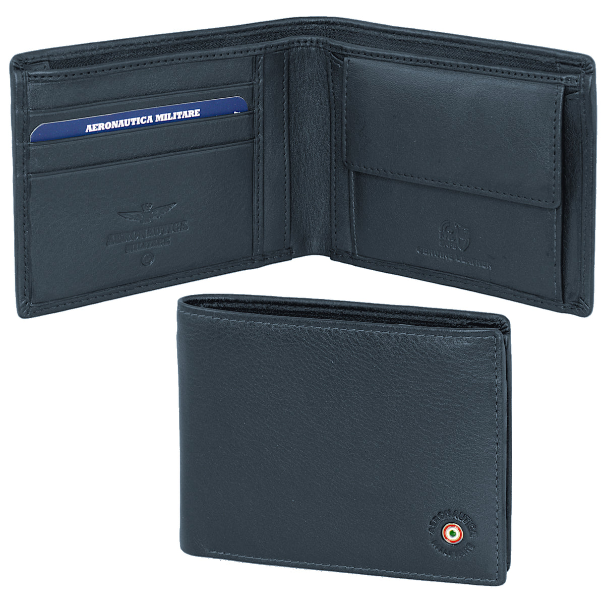 Portafogli in pelle con portaspicci e porta carte di credito AM 132