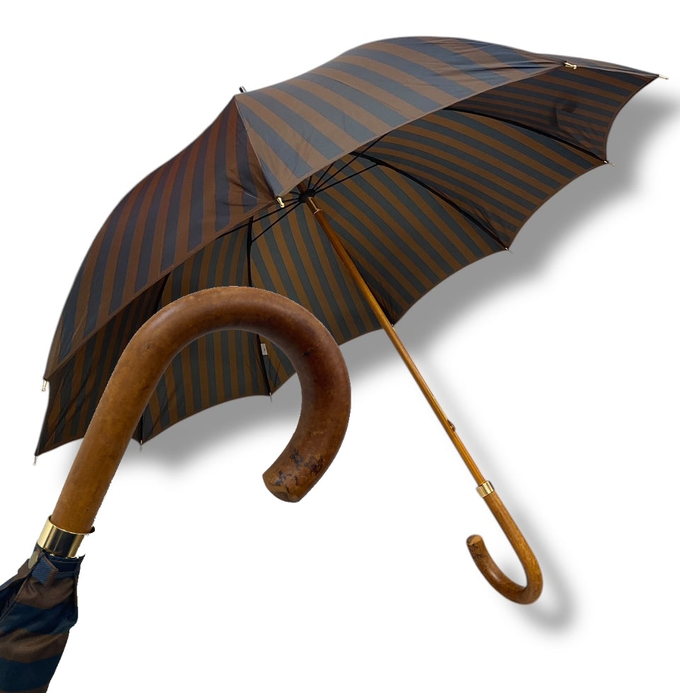 Klassischer Regenschirm mit Griff aus Malakka-Rohr, Nylongewebe, handgefertigt von Ombrelli Domizio seit 1989, Made in Italy F1